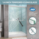 Shower Door Sliding 44-48 in. W x 72 in. H Semi-Frameless Bypasss Double Sliding Doors for Shower