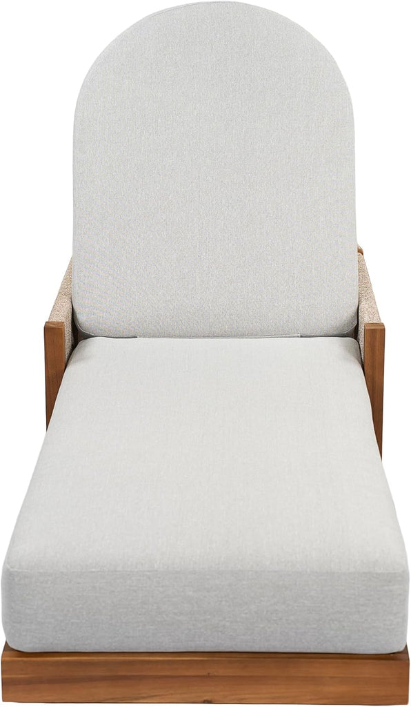 Acacia Wood Chaise Lounge Chair Outdoor with Handwoven Rope, Adjustable Backrest Sun Lounger Recliner, Patio
