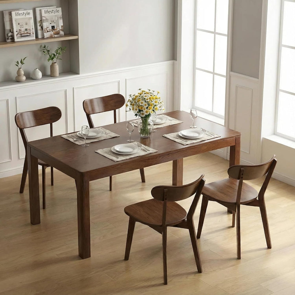 100% Solid Wood Dining Chairs,Mid Century Modern Dining Chairs with Rounded Backrest,Kitchen,Dining Room Chairs Set