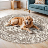 Washable Oriental Area Rug - 8ft Round Rugs
