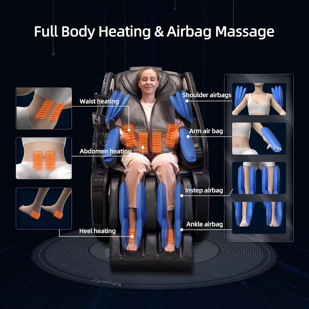 4D Massage Chair Full Body Extended SL-Track Zero Gravity Shiatsu Recliner | 3 Zero-Gravity Angles,3-Zone Heat,Calf &