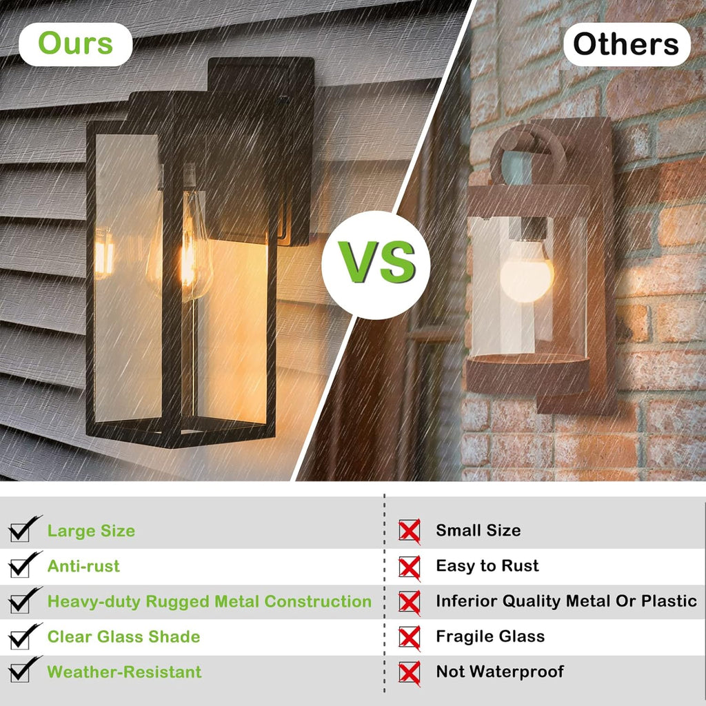 Large Outdoor Wall Light, 16 Inch Outdoor Wall Lantern, Dusk to Dawn Exterior Waterproof Wall Sconce