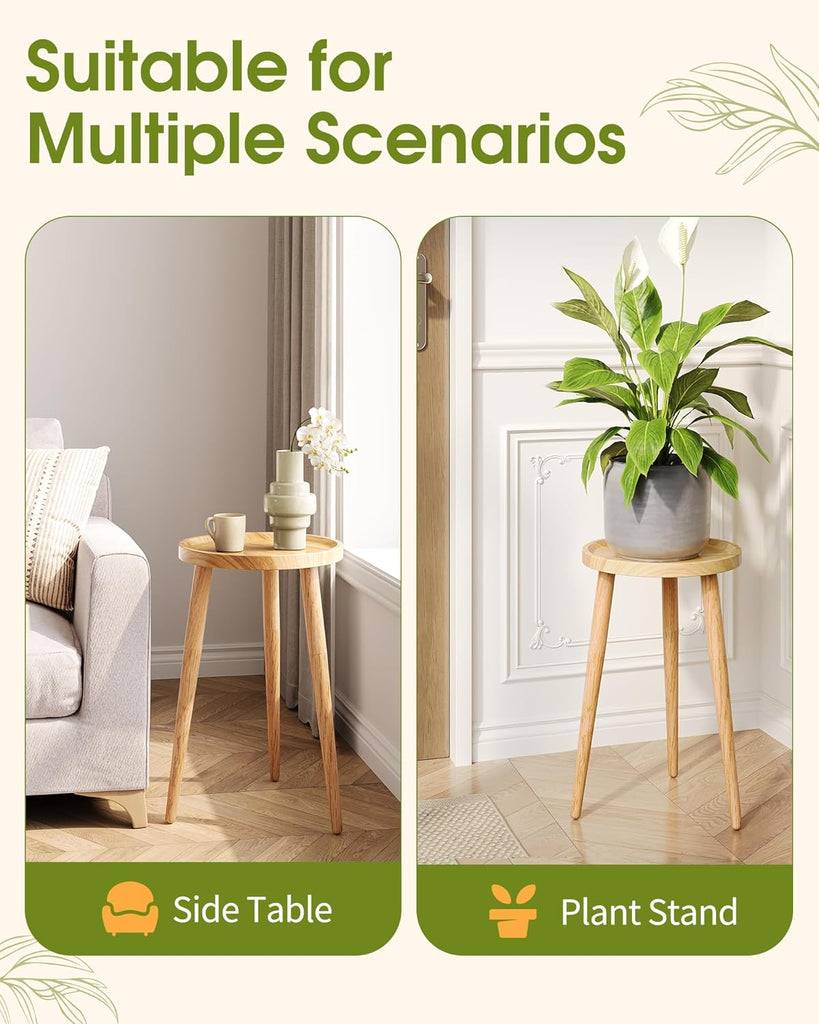 Plant Stand Indoor 2 Pack, Mid Century Wood Indoor Plant Stands, Tall Plant Holder for Flower Pot, Modern Plant Table
