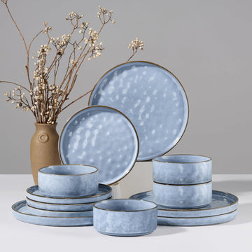 Dinnerware Sets, 12-Piece Plates and Bowls Set, Stoneware Dish Set for 4, Ceramic DinnerwareRestaurant