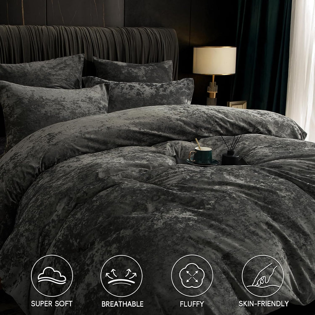 Duvet Cover Set, 3pcs Ultra Soft Breathable Comforter Cover Set, Luxury Cozy Flannel Duvet Cover