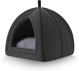 Cat Cave Bed, 2-in-1 Foldable House for Indoor Cats, with Washable Cushion and Non-Slip Base, 17.5 x 17.5 Inches, Large