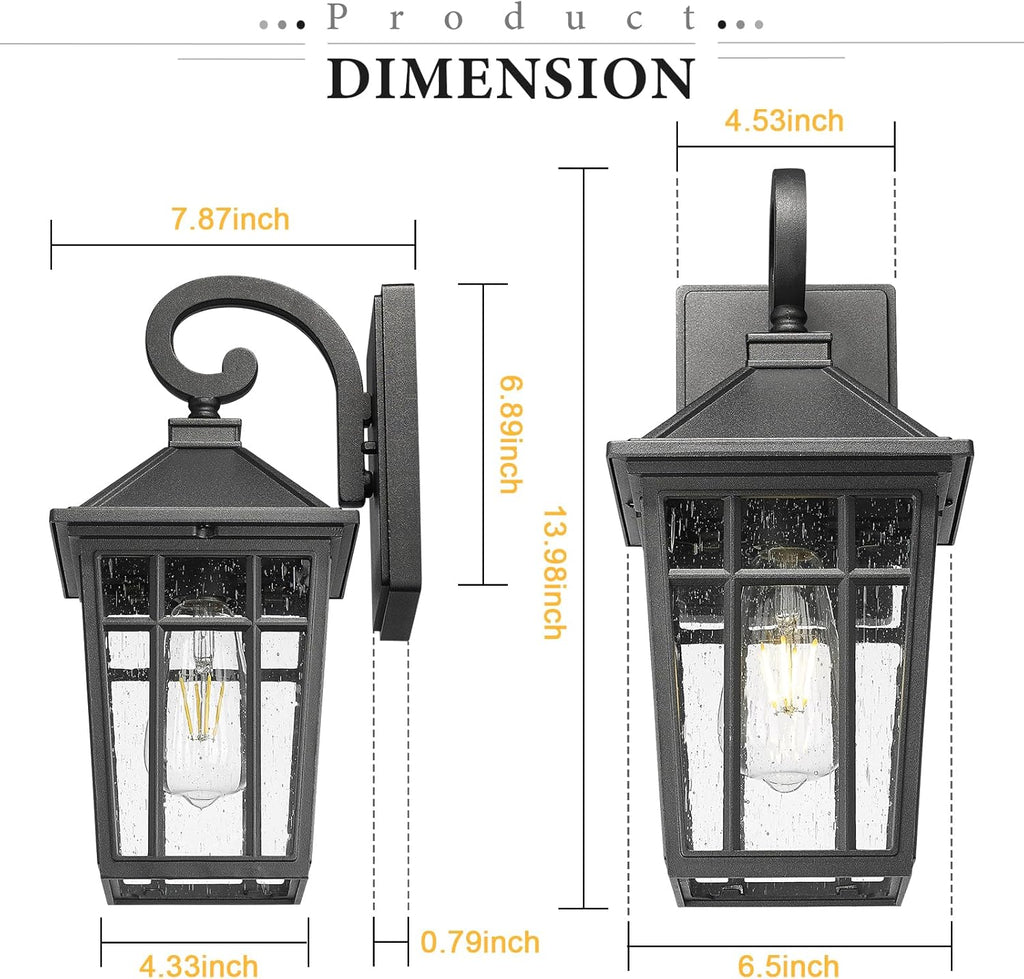 Outdoor Wall Lights for House, Exterior Lighting Fixtures Wall Mount Outdoor Porch Lights Waterproof Black Outdoor Sco