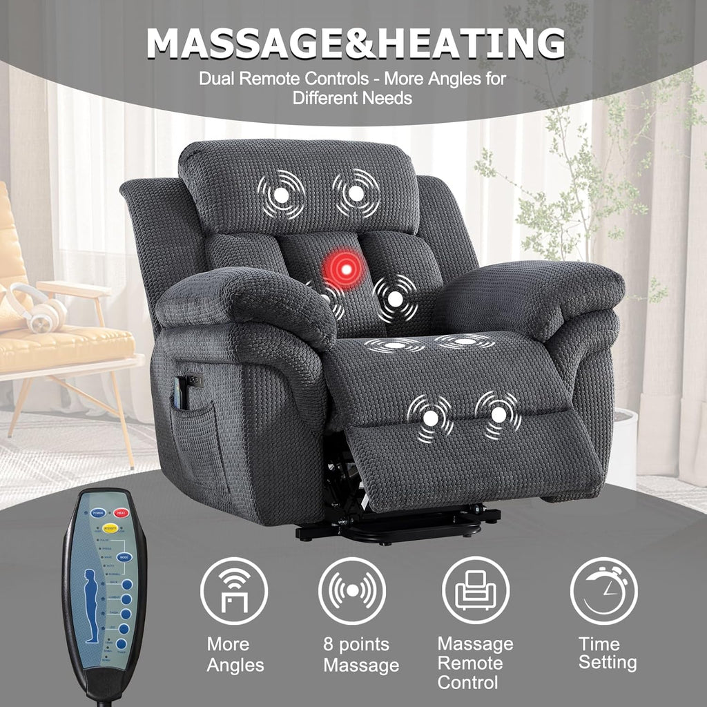 46" Wide Oversize Power Lift Recliner Chair, Extra Large Electric Lift Recliners for Elderly Big