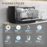 Countertop Dishwasher, Portable Dishwasher, 6 Place Settings & 8 Washing Programs, Speed, Baby-Care, ECO& Glass