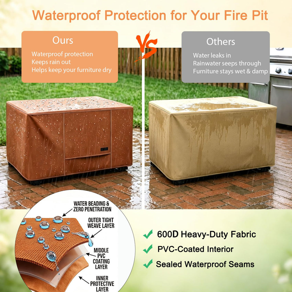 Fire Pit Table Cover Rectangular Waterproof, 54x28 inch