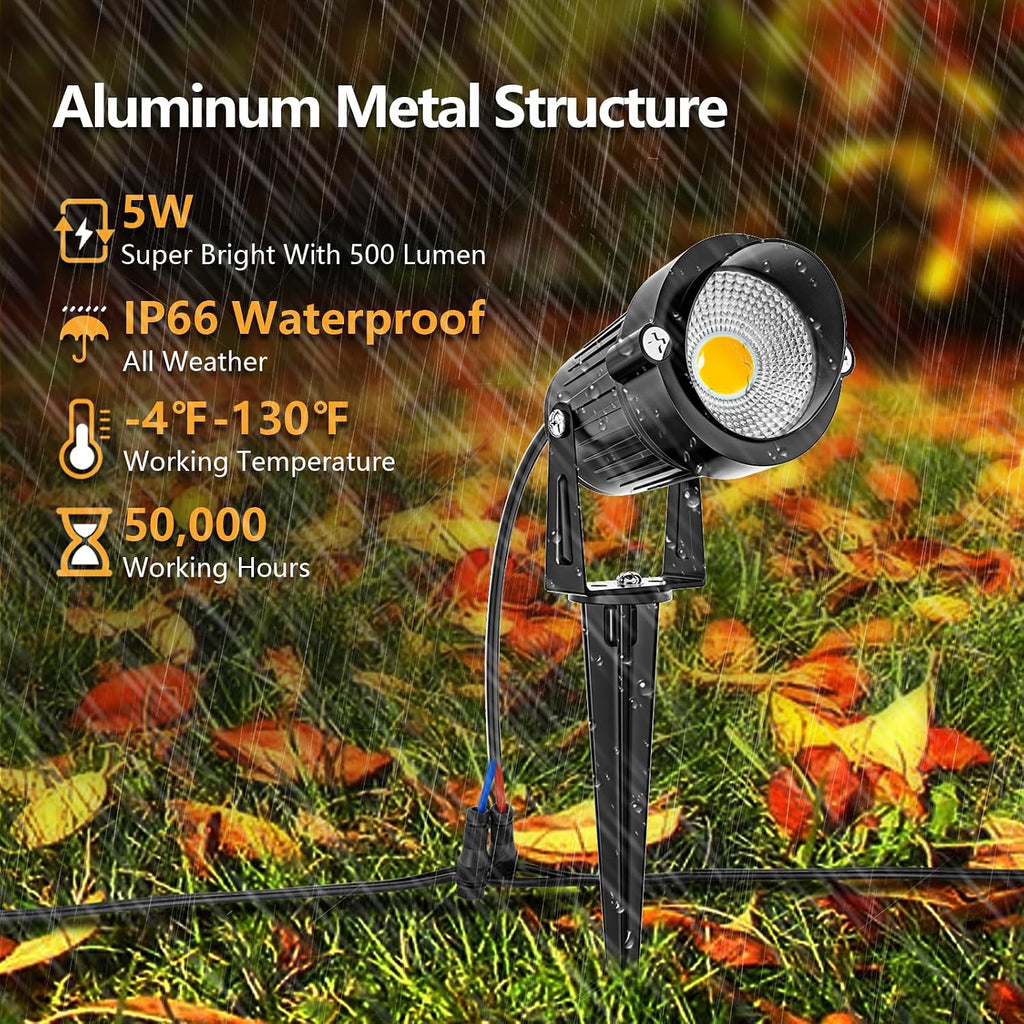 All-in-One Landscape Lighting Kit, 5W LED Low Voltage Landscape Lights with Transformer and 80FT Wire, Waterproof