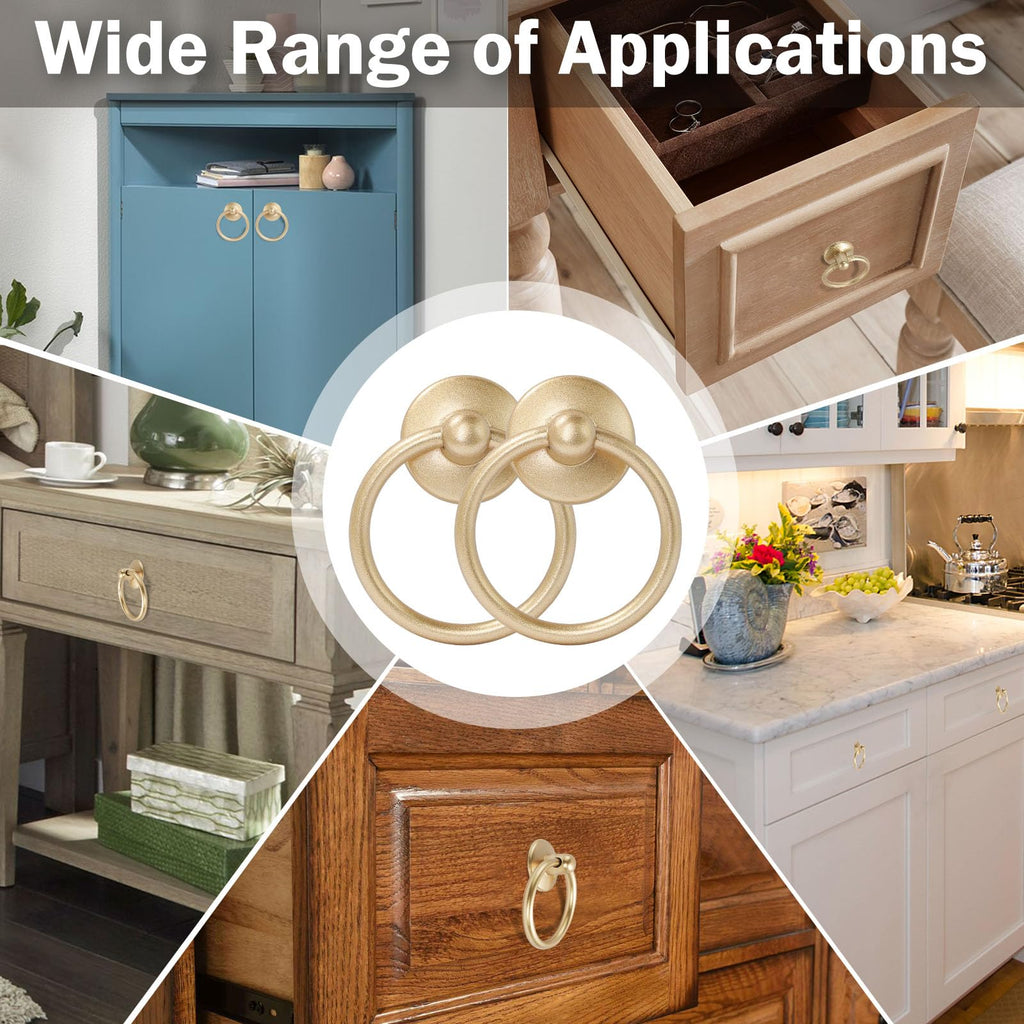 12pcs Drop Ring Drawer Pulls - Champagne Gold