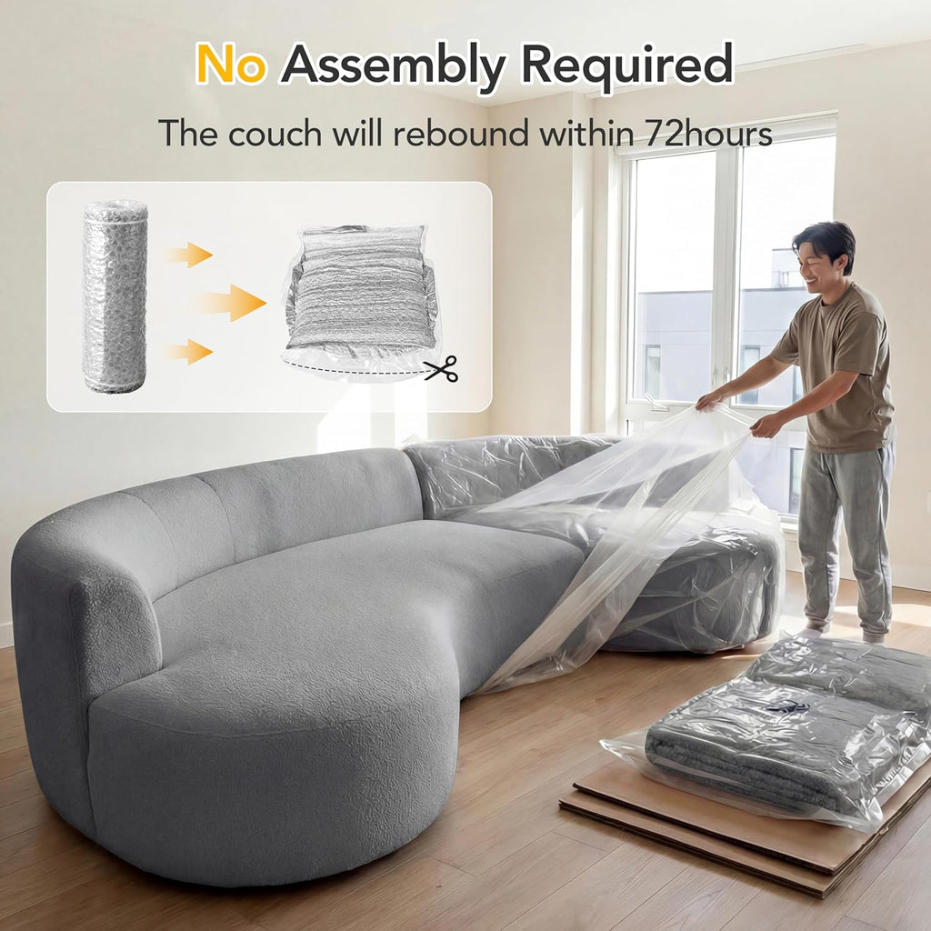 122" Modern Curved Oversized Sectional Sofa with Right Chaise for Living Room