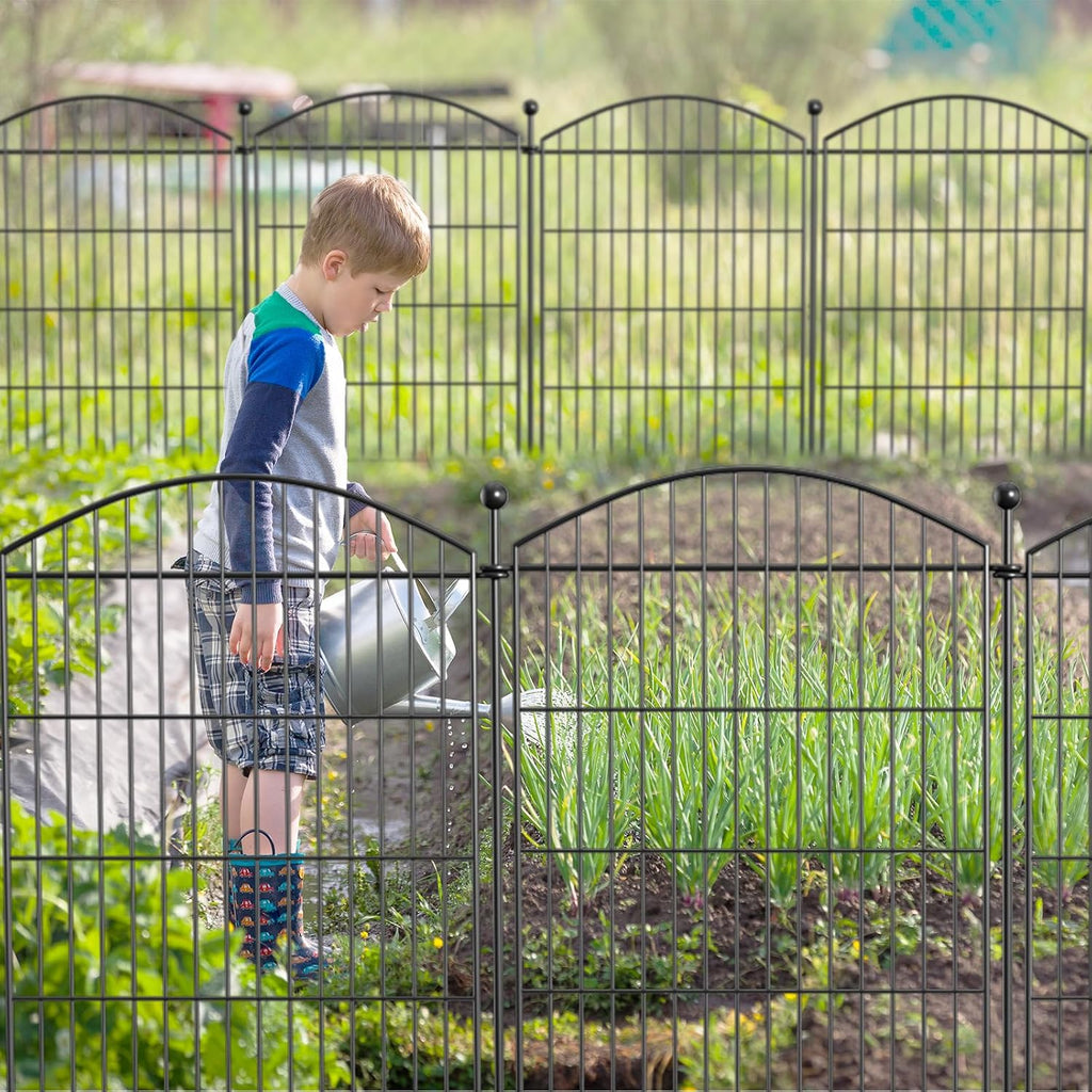 Decorative Garden Fence Animal Barrier with Gate 40 in(H)×27.6 Ft(L) 12 Panels, Dog Rabbit Fencing Arched Rustproof