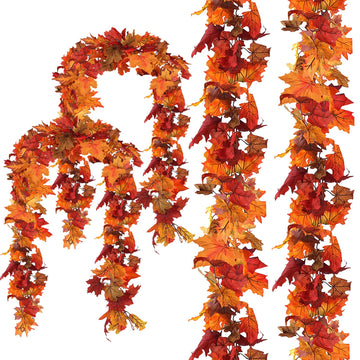 4 Pack Fall Leaf Garland, Total 23.6 Ft Artificial Fall Maple Leaves Autumn Vines Garland Thanksgiving Decor