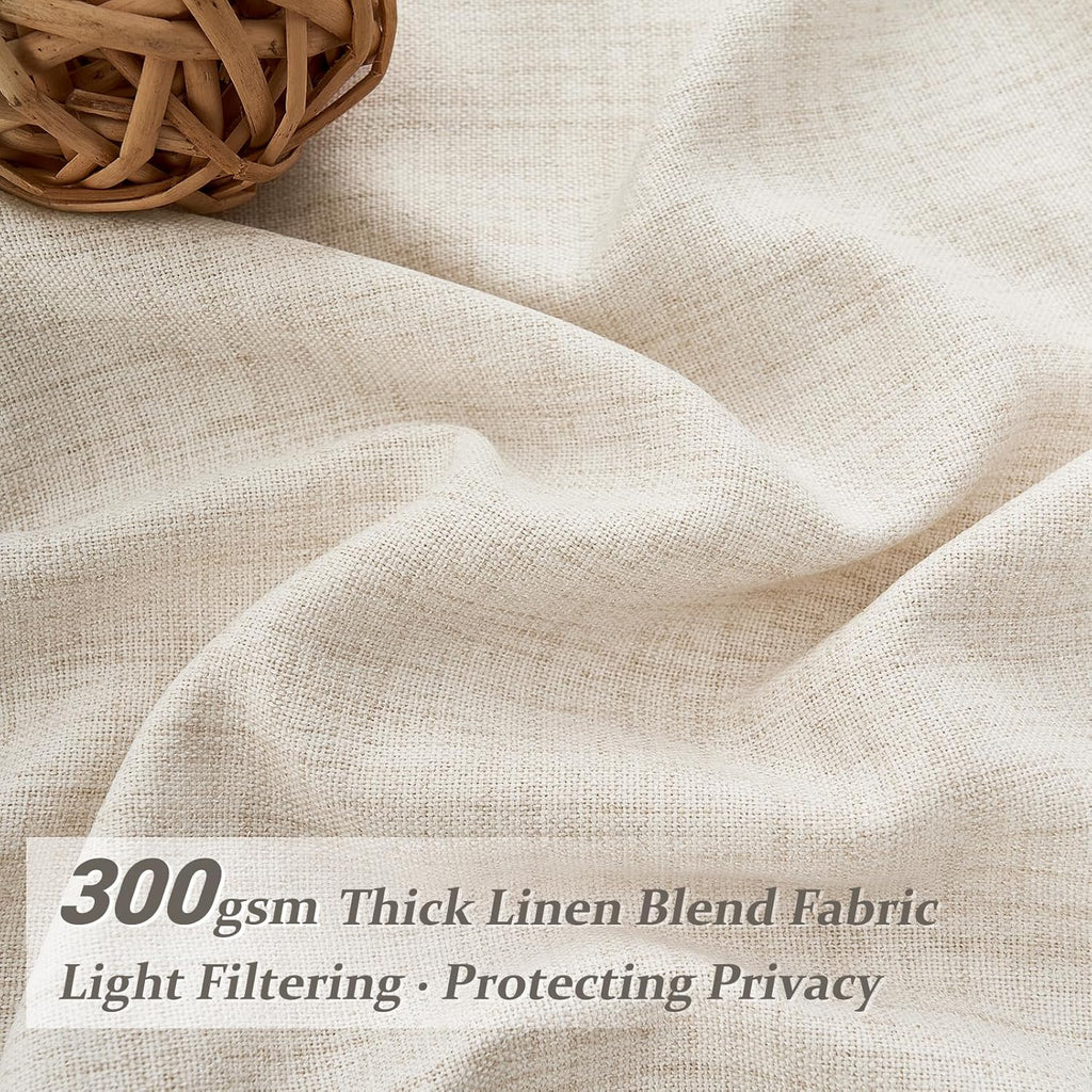 Pinch Pleated Linen Curtains for Living Room Bedroom, Light Filtering Boho Window Drape 2