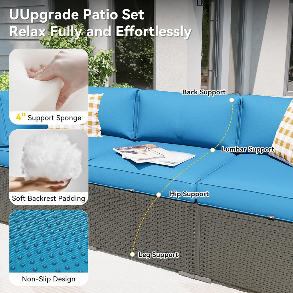 Patio Furniture Set, 7 Piece Outdoor Sectional Sofas with Waterproof Cover