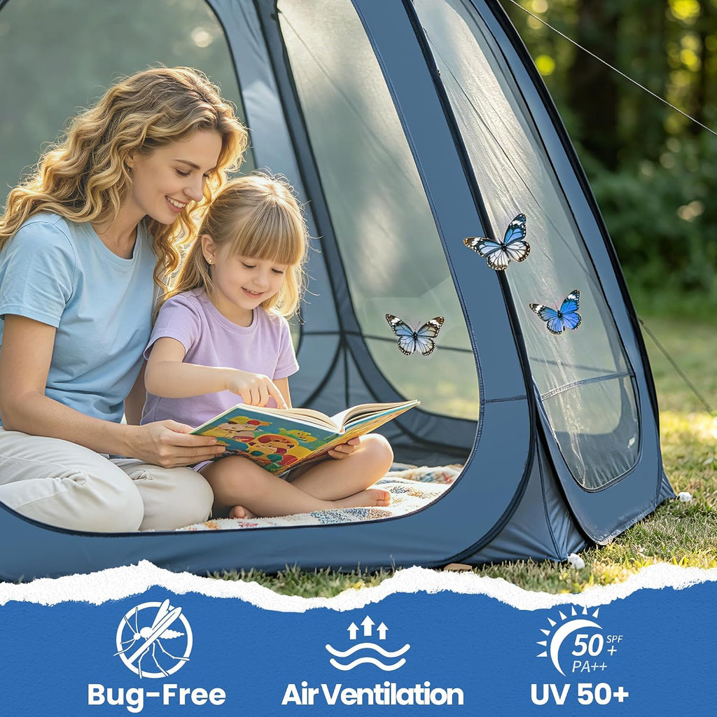 10x10 Pop Up Screen House Tent, Portable Screened Canopy with Mesh Walls, Waterproof Instant Gazebo