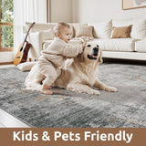 5 x 7 Area Rugs for Living Room, Machine Washable Non Slip Rug Ultra Soft Low Pile Indoor Carpet Modern Abstract Rugs