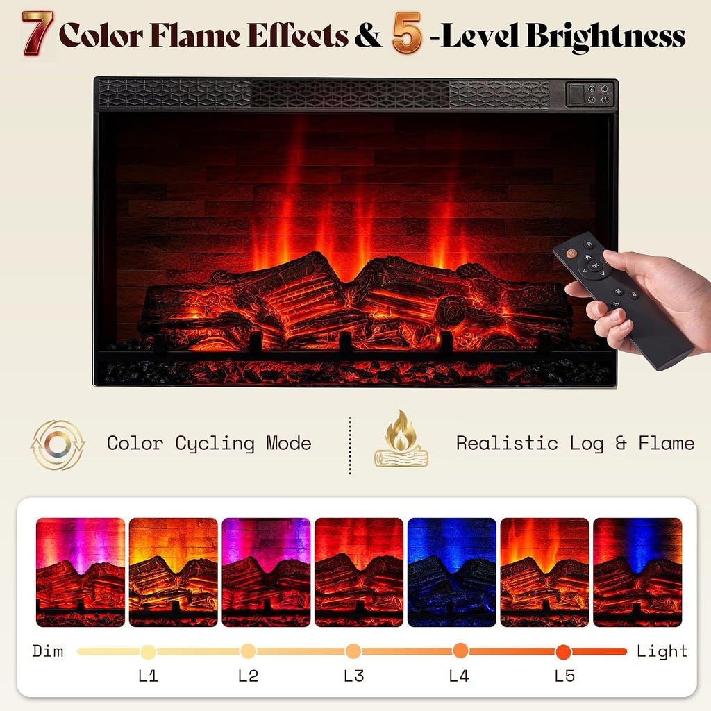 97" Large Fireplace TV Stand for TVs up to 110", Farmhouse Entertainment Center with 33" Electric Fireplace, Media
