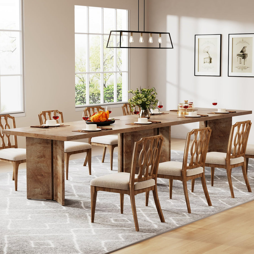 63-inch Dining Table for 4-6, Farmhouse Kitchen Table with Large Tabletop, Rectangular Dinner Eating Table, Light