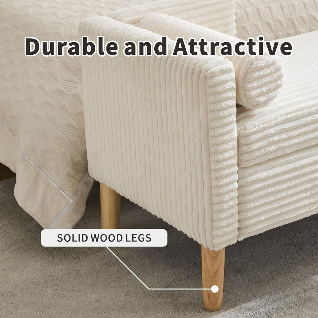 64.7" W Ottoman with Storage Bench End of Bed with Removable Pillows Upholstered Storage Ottoman Bench Living Room
