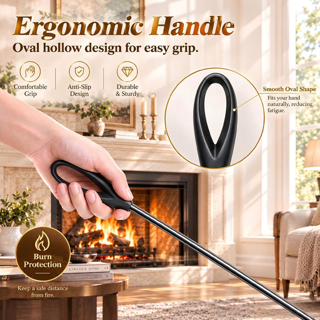Fireplace Tools Set 5 Pcs with Stand, 29" Durable Wrought Iron