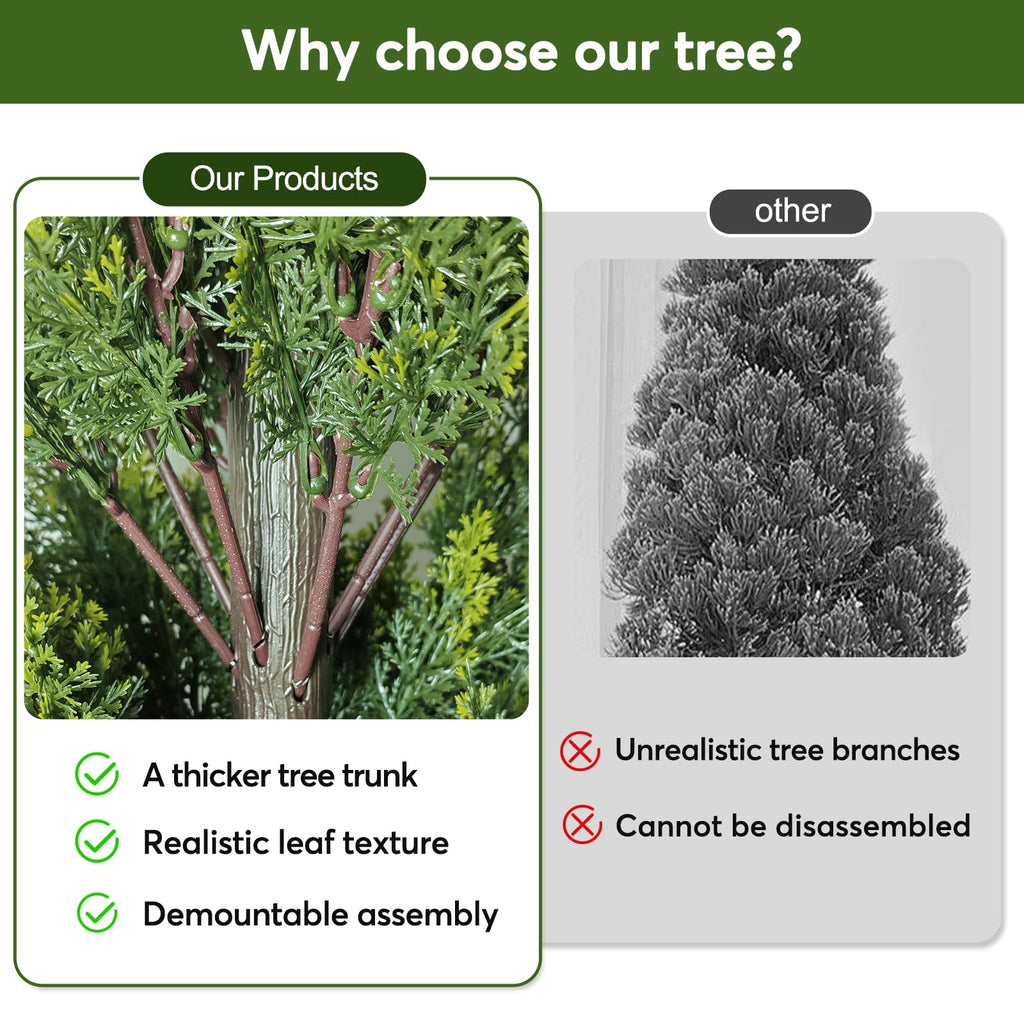 2 Pack 5Ft Artificial Cedar Topiary Tree w/ 2 Stake & Pot for Porch