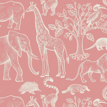 17.5x276 Cute Pink Peel and Stick Wallpaper Giraffe Bird Tree Elephant Animal Wall Paper Mural Girly Pink Contact