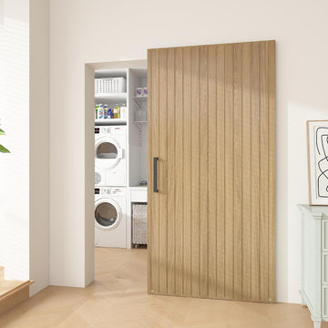 42"x84" Concealed Sliding Barn Door with Soft Close Hardware Kit, Light Brown Hidden Door for Opening 38"-40"x80", Waterproof and Modern, Smooth Sliding, for Interior Using, Widely Used