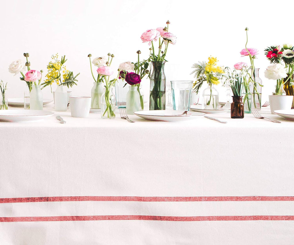 Red Tablecloths, Farmhouse Tablecloth for Rectangle Tables, Cotton Cotton Red Table Cover, Rustic Co