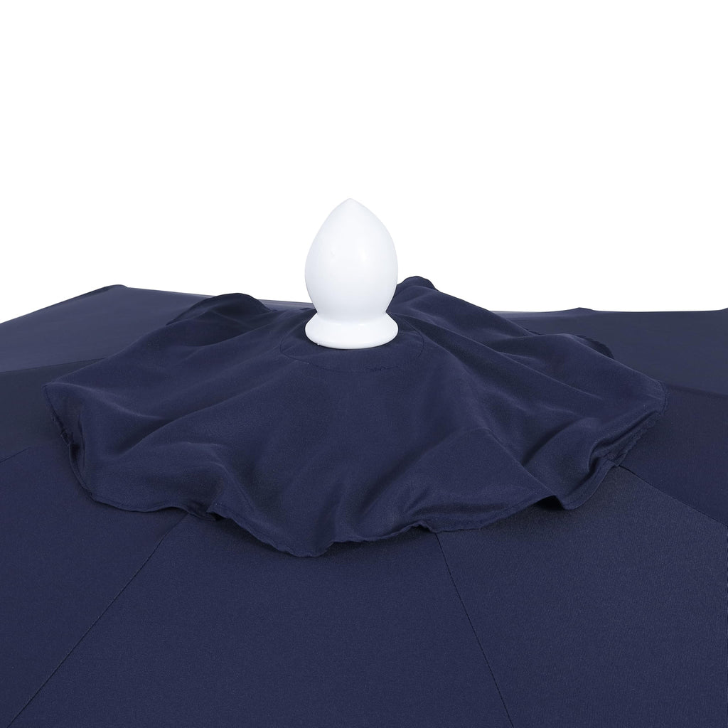 Tracy 9' Scalloped Market Patio Umbrella, Navy/White