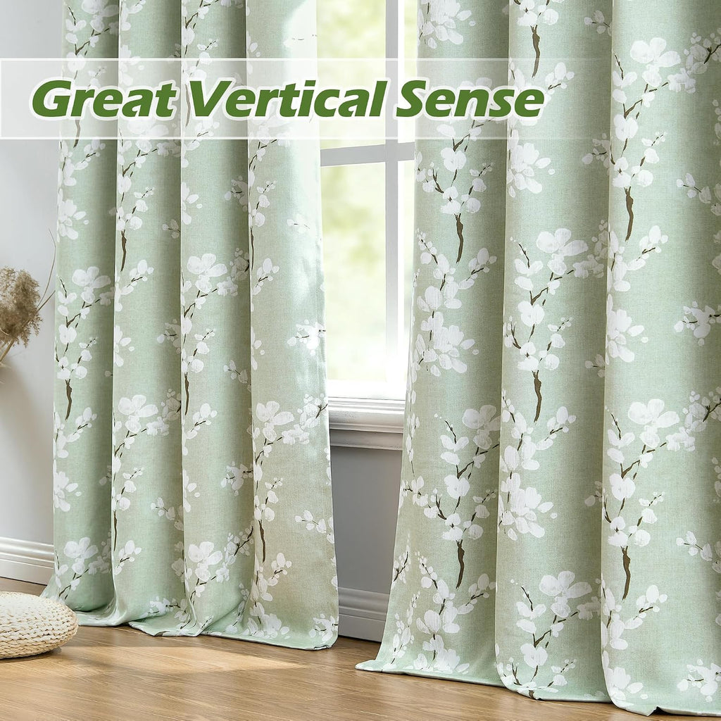 Green Kitchen Valance Curtain for Windows Bathroom Living Room Bedroom, Blossom Blackout Window Valance Thermal