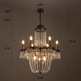 Crystal Chandelier for Dining Room, 25" French Empire Crystal Chandeliers for Bedroom, Rustic Farmhouse Chandelier Antique Bronze Kitchen Island Light Fixture for Living Room Foyer Entryway A108-B0D8JDDCZ1