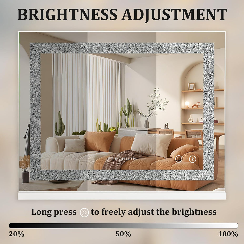 Vanity Mirror with Lights 23” x 18” Hollywood Makeup Mirror with Light Strip Smart Touch Control 3 Colors