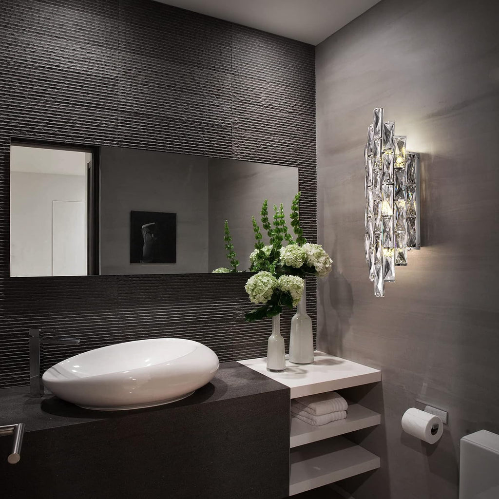 Modern Crystal Chrome Wall Sconces, Wall Light Fixtures, Indoor Wall Lamp, Vanity Wall Mount Lamps for Living Room