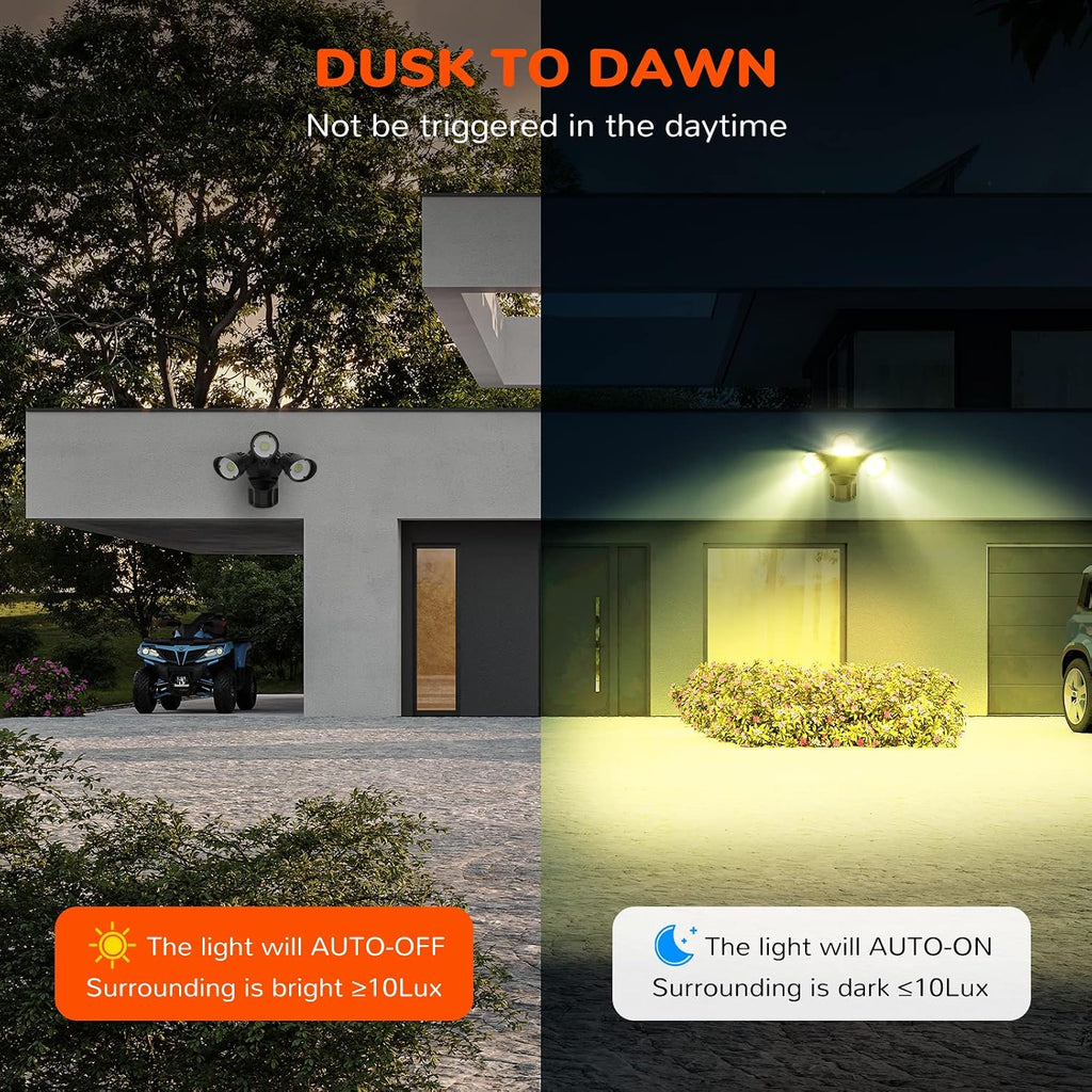 4000LM LED Security Lights, Motion Sensor Flood Light Outdoor,40W(250W Equiv.),IP65 Waterproof,3000K-Warm White DLC &
