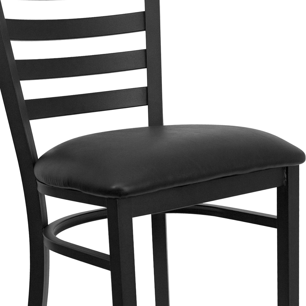 Black Ladder Back Metal Restaurant Barstool