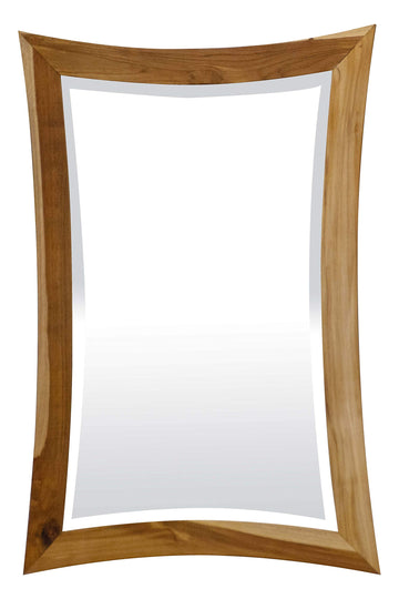 24" Teak Vanity Mirror Wall, Natural Wood