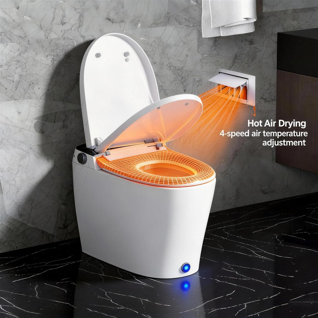 Smart Toilet with Built-In Bidet, Foam System, Temperature-Controlled Wide Heated Seat, Instant Warm Water, Full-Seat Sensor, Auto Open and Close, Foot Sensor, Auto Deodorizer, Remote Control