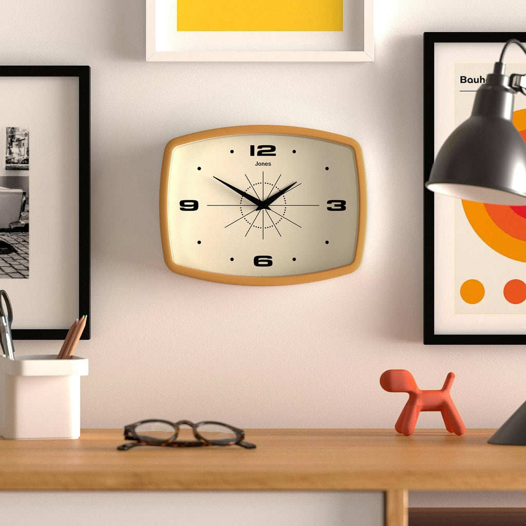 Movie wall Clock | Rectangular Retro Clock | 10" | Yellow