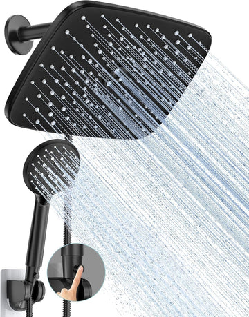 11.8 Inch Rain Shower Head with Handheld- High Pressure Dual Shower Heads with 5 Modes Handheld Spray Combo- Wide