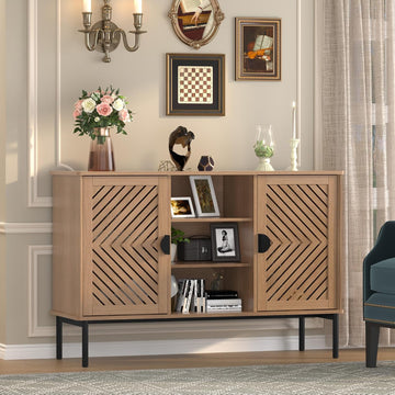 48" Accent Cabinet with 2 Doors Wood,Sideboard Storage Cabinet | Modern Buffet Cabinet with Adjustable Shelves &