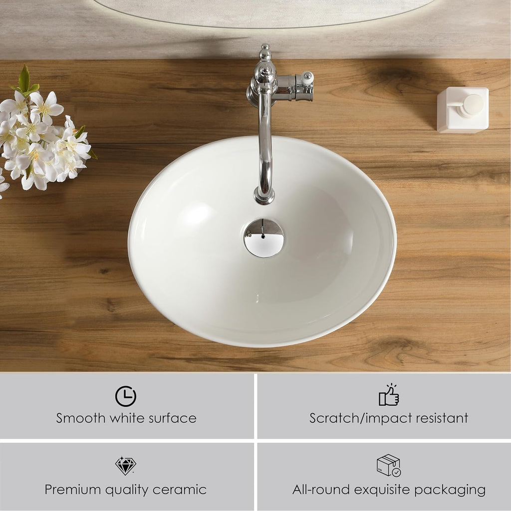 16'' X 13'' Oval Bathroom Vessel Sink,Ceramic Bathroom Sink Bowl