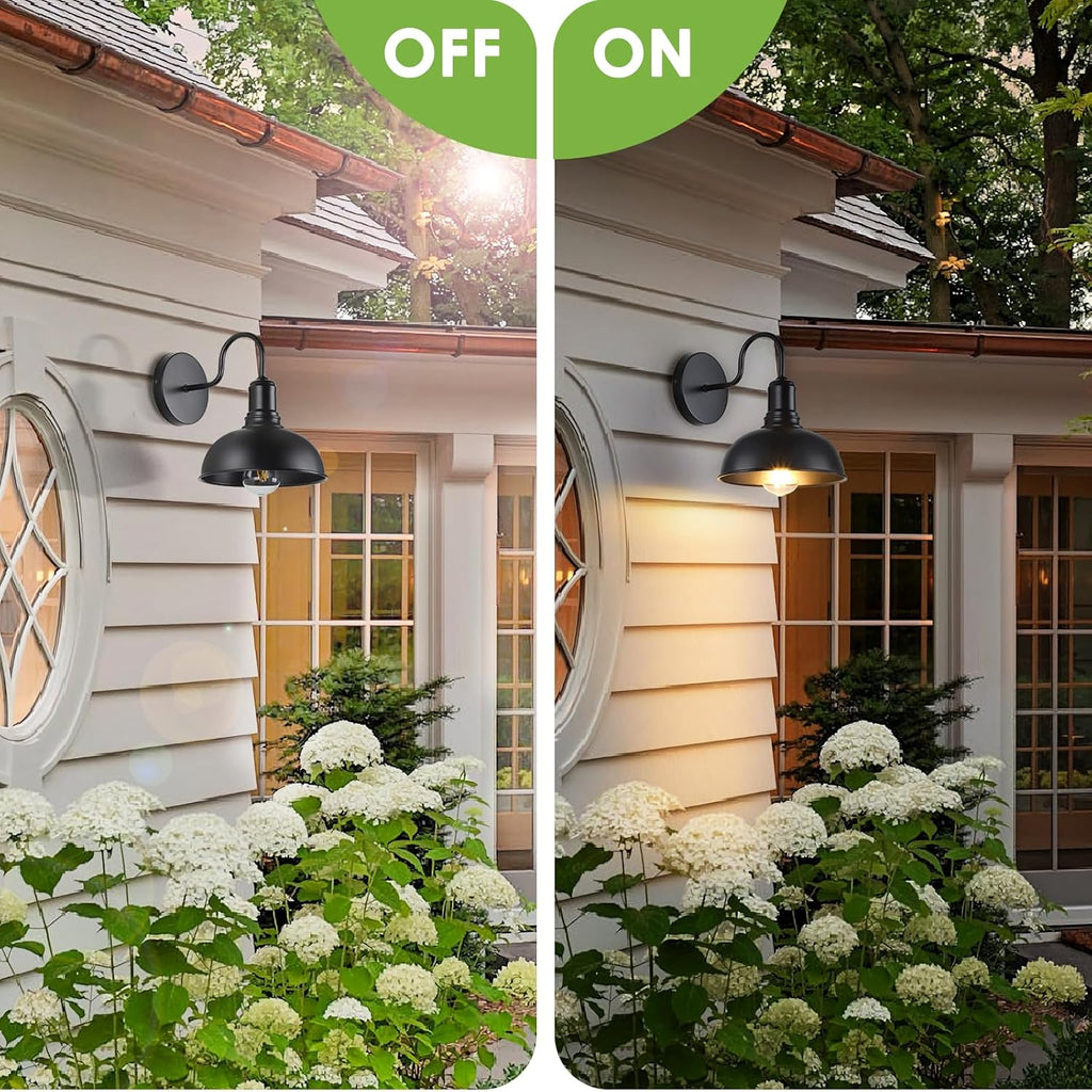 Outdoor Wall Sconce, 2 Pack Exterior Waterproof Farmhouse Barn Light Fixture, Black Garage Wall Lantern