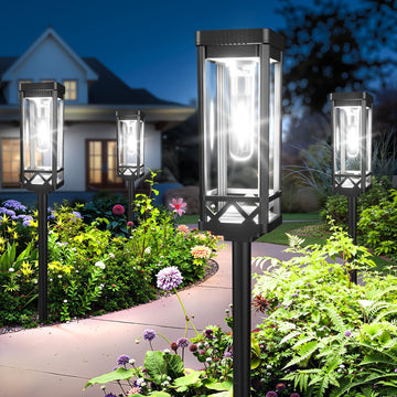 Taller Solar Pathway Lights Outdoor, 8 Pack Upgraded Brighter Solar Garden Lights Solar Powered, Up to 15 Hours