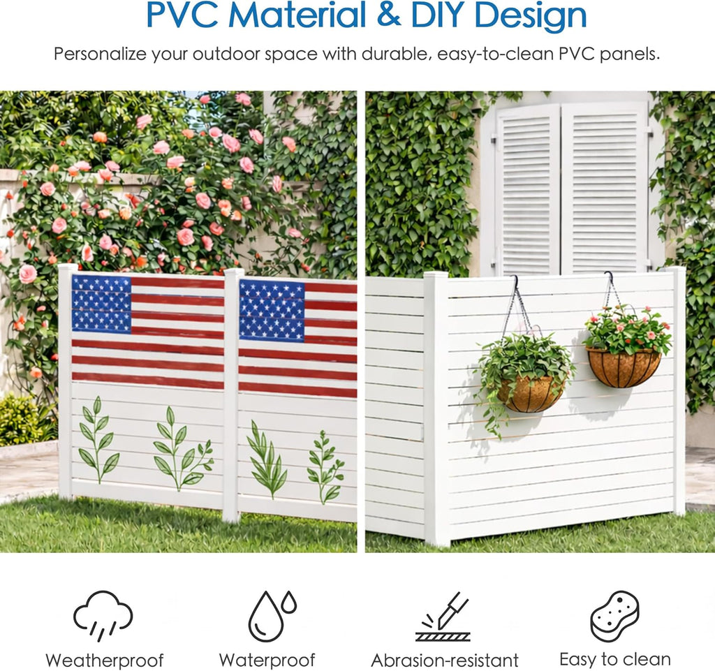 50" W x 48" H Outdoor Privacy Screen with Aluminum Posts, Air Conditioner Fence Panels, Pool Equipment Enclosure