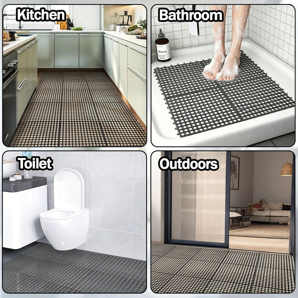 30Pcs Interlocking Drainage Floor Tiles, Modular Interlocking Floor Mats 11.8x11.8 Inch, Non-Slip TPE Quick-Dry Cushion