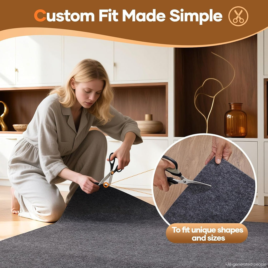 Non Slip Cushioned Rug Pad Gripper, Felt and Silicone Backing, 2 x 6 Ft, 1/4 inch Thick Runner Carpet Liner Protector - Set of 99