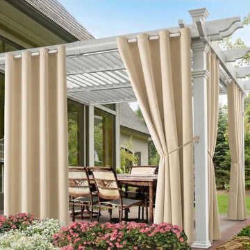 Waterproof Outdoor Curtain W52 x L84 - Grommet Top Sunlight Blocking Window Treatment Drapes Blackout Curtains